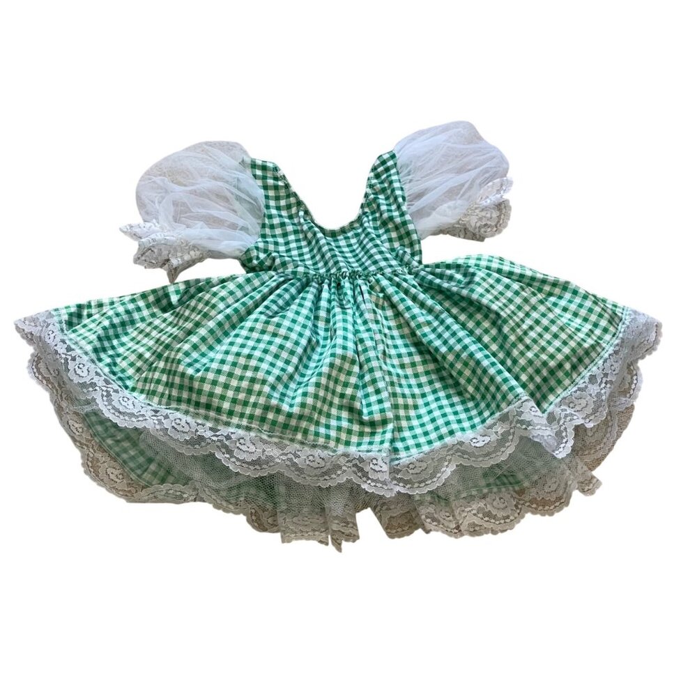 Weissman Green Gingham Dance Costume Tutu Girls Size SC (6/6X) Lace Trim Tulle